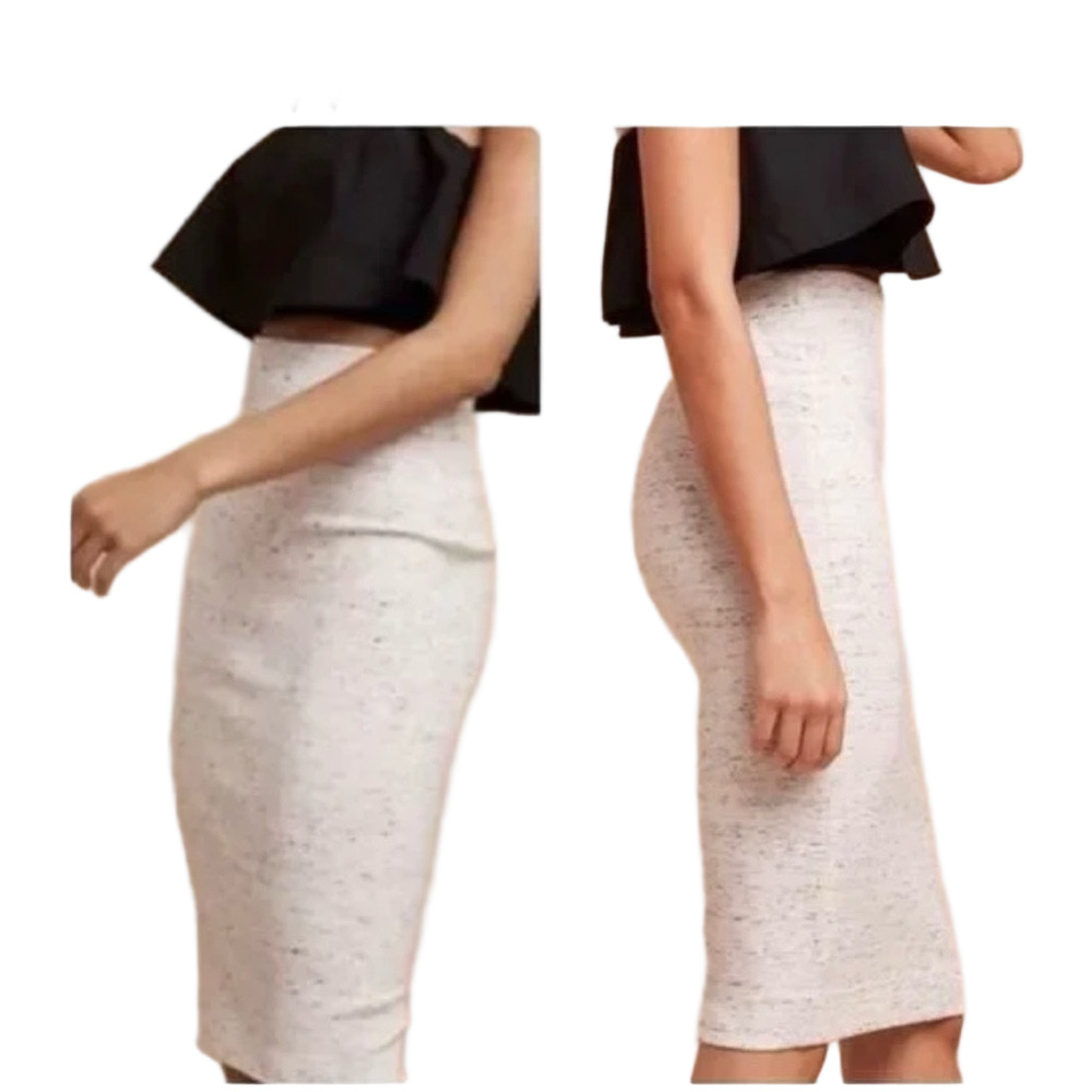 WILFRED Aritzia SMALL Italian Fabric Black Heathered Pull On Pencil Skirt